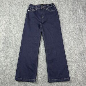 Flying Banana Womens Wide Leg Jeans Size 8 Short Dark Wash High Rise Stretch